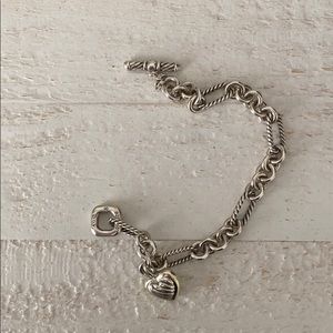 David Yurman cable heart charm bracelet